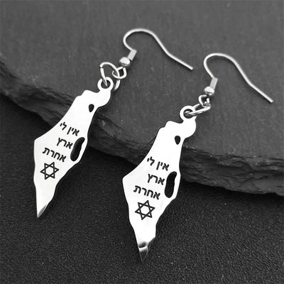 Israel Map Country Pendant Necklace for Women Men Stainless Steel Silver Color Magen Jewish Star of David Hebrew Chain Jewelry