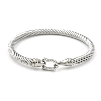 Minimalist Desgin 316L Stainless Steel U Bracelets Wire Rope Knot Bangles for Women Simple Style Adjustale Jewelry Party Gift