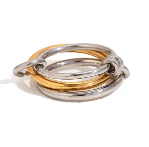 E.B.belle Multiple Layers Strand Loop Indext Finger Rings for Women Lead&nickle Free Stainless Steel Gold Plated Ring