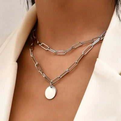 925 Sterling Silver Three-Layer Round Necklace Simple Snake Chain Charm Ball Chain Party Wedding Gift Women's Exquisite Jewelry