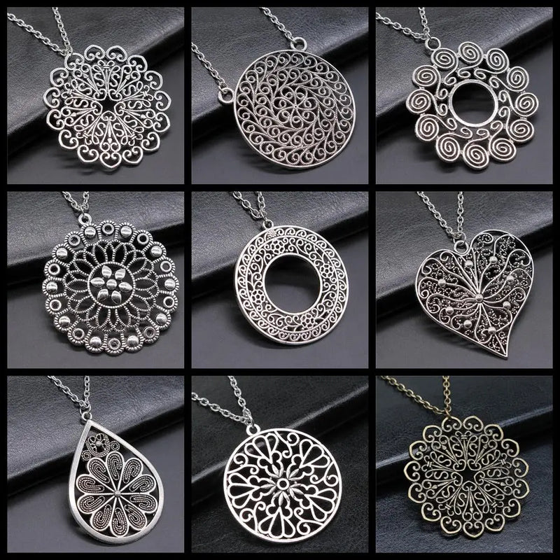 Bohemia Creative Party Jewelry Accessories Gift Mandala Pattern Pendant Necklace For Women Long Chain Necklace