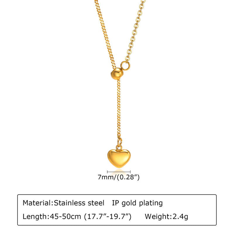 Gold Plated Lariat Necklace for Women, Double Laryered Long Chain Drop Pendant Choker Necklaces Fashion Gifts