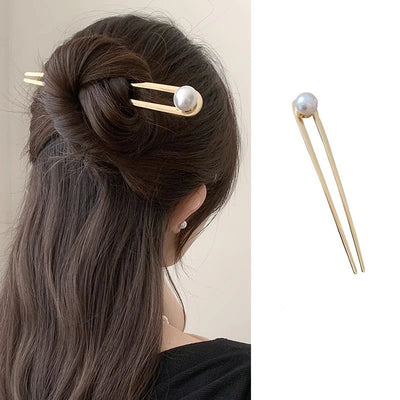 Korean New Hairpin Hair Sticks Heart Geometric Metal Trendy Metal Hair Accessories Headwear Hairstyle For Women Girls Jewelry