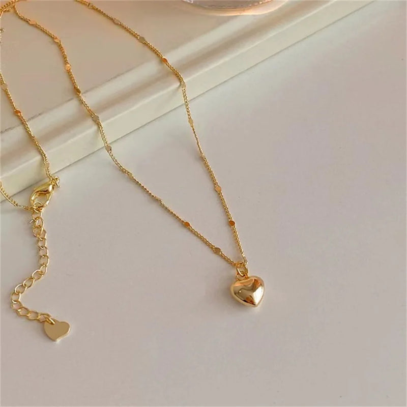 Simple Love Pendant Clavicle Chain Necklace Trendy Gold Color Choker For Women Fashion Jewelry Personalized Gift