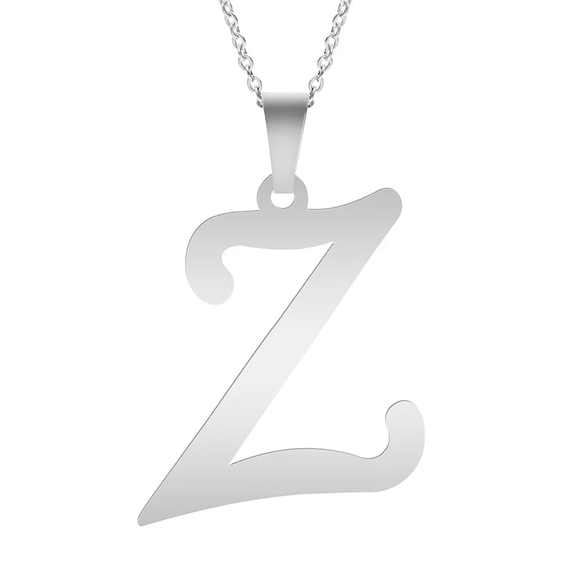 Fashion Letters A-Z Necklace for Women Men Stainless Steel High Quality English Alphabe Necklace A B C D E FGHIJKLMNOPQRSTUVWXYZ