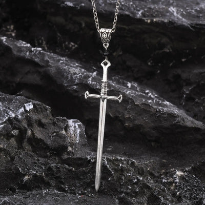 Vnox Mens Punk Rock Sword Cross Pendant Necklaces, Retro Gothic Long Dagger Knife Necklace Hip Hop Jewelry for Women Teens