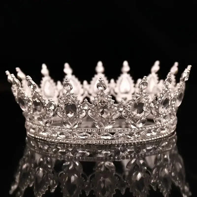 Baroque Round Wedding Crown Bridal Pageant Rhinestone Crystal Tiaras Crown Molding Headpieces For Queens and King