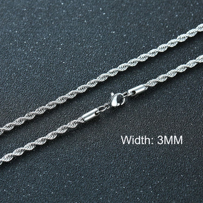 3-11mm Cuban Chain Necklaces for Men Women,Punk Stainless Steel Curb Link Chain Collar,Jewelry Gift for Dad Husband BFF Birthday