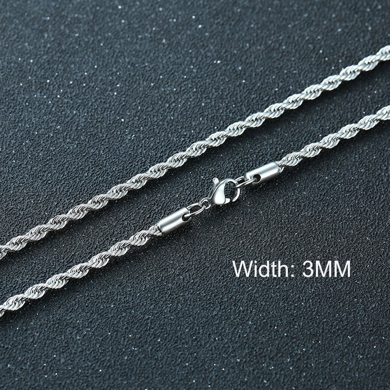 3-11mm Cuban Chain Necklaces for Men Women,Punk Stainless Steel Curb Link Chain Collar,Jewelry Gift for Dad Husband BFF Birthday