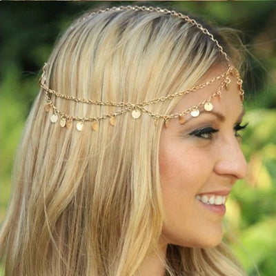 Fashion Bridal Wedding Hair Jewelry Accessories For Women Indian Boho Imitation Pearls Head Chain HeadPiece Bijoux Femme