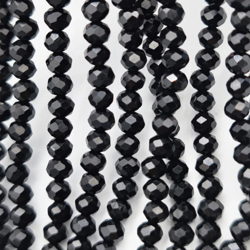 2 3 4 6 8mm Black Crystal Glass Faceted Round Crystal Beads Spacer Loose Beads for Jewelry Making Necklace Bracelet DIY