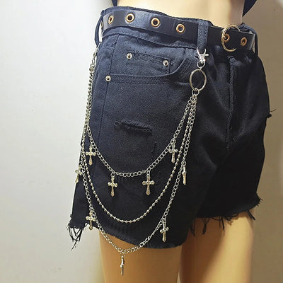 Punk Steet Keychains Chain Women Men Moon Star Rivets Skull Accessories Choice Rock Goth Pants Waist Belt Chain On Jeans Jewerly