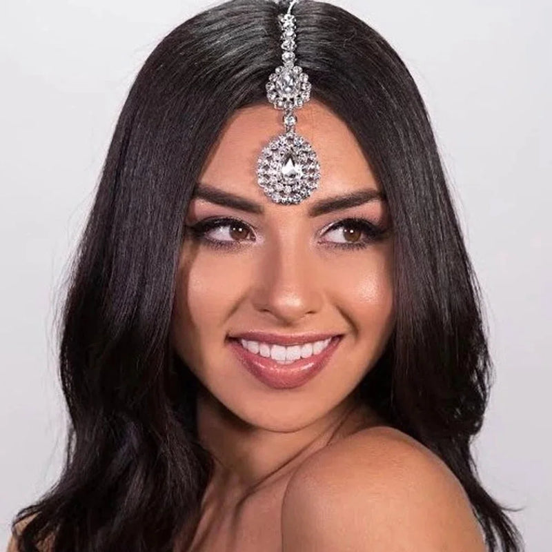 Bohomia Indian Fashion FringeHead Tiara Hair Accessories Women Girl Rhinestone Forehead Headband Trend Head Chain Eyebrow Drop