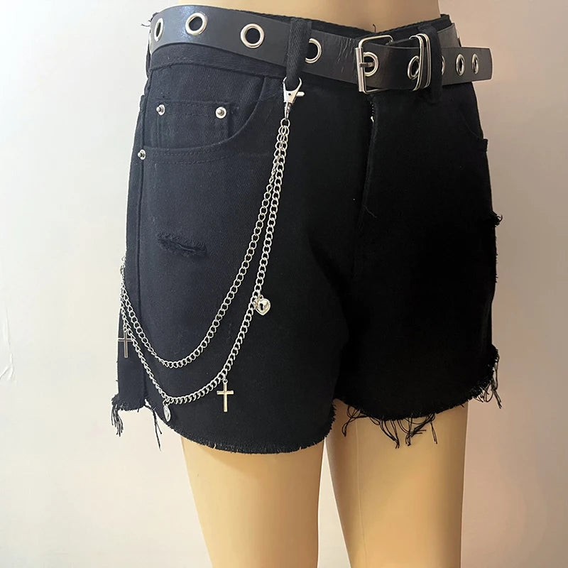 Punk Steet Keychains Chain Women Men Moon Star Rivets Skull Accessories Choice Rock Goth Pants Waist Belt Chain On Jeans Jewerly