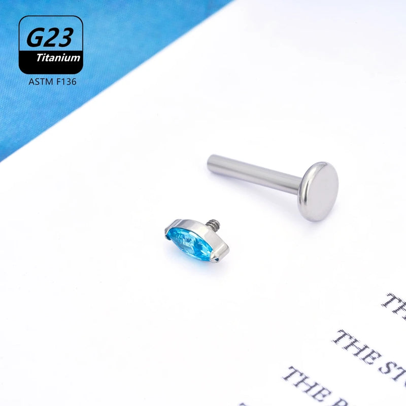 Wholesale Lot10PCS G23 Titanium Internally Threaded Push Pin Body Piercing Jewelry Nose Ring Earrings Stud CZ Ear Helix Pierc