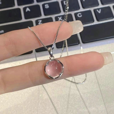 Fashion Pink Planet Heart Zircon Necklace Women Charm Aesthetic Clavicle Chain Necklace Valentines Day Gift Party Jewelry