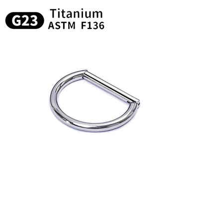 G23 Titanium Piercing Heart Nose Ring For Women ASTM F136 Lip ring16G Earrings D Shape Segment Ring Clicke Cartilage BodyJewelry