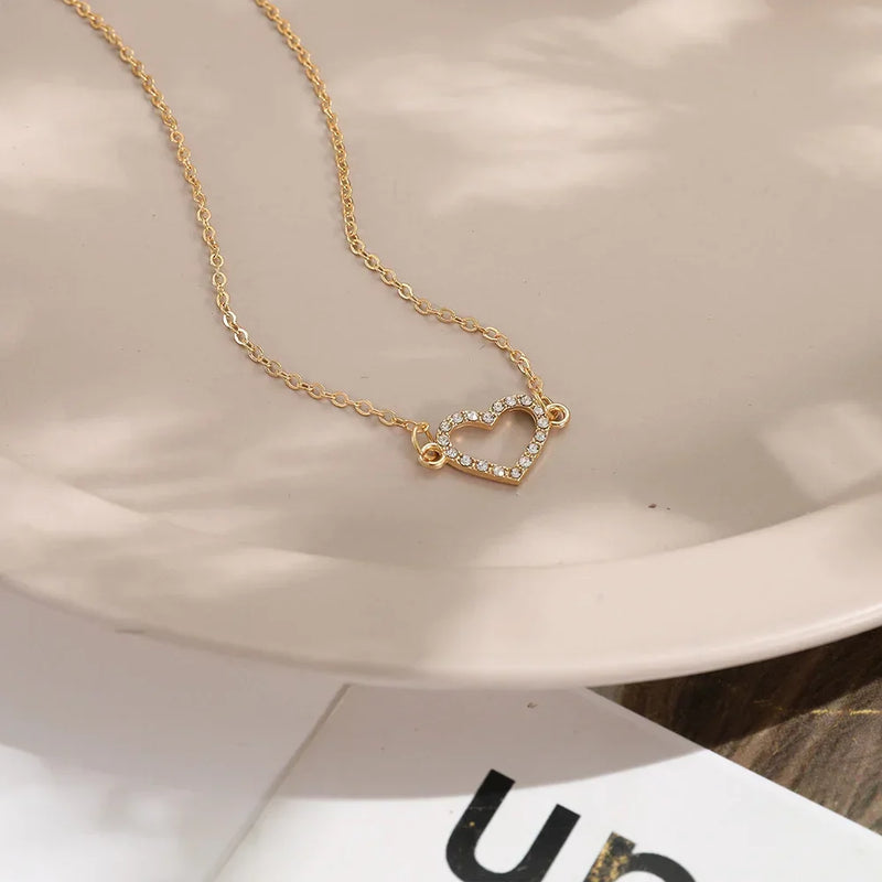 SUMENG 2024 New Korean Heart Shaped Zircon Necklace Pendant Temperament Clavicle Chain for Women Birthday Party Jewelry Gifts