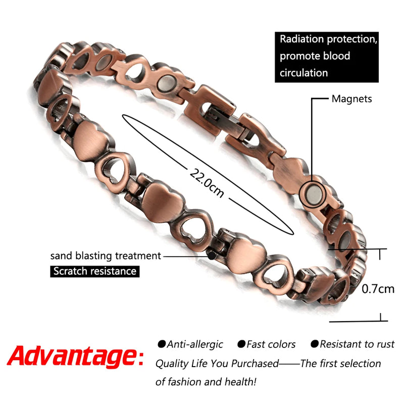 WelMag Pure Copper Magnetic Bracelets For Women Bio Energy Copper Magnetic Charm Bangles Fashion Health Jewelry