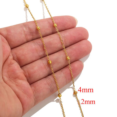 2meters Lips Beads Chain Stainless Steel Cable Chains For Jewelry Making DIY Necklace Bracelet Accessories Gold Chain Findings