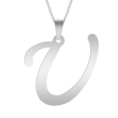 Fashion Letters A-Z Necklace for Women Men Stainless Steel High Quality English Alphabe Necklace A B C D E FGHIJKLMNOPQRSTUVWXYZ