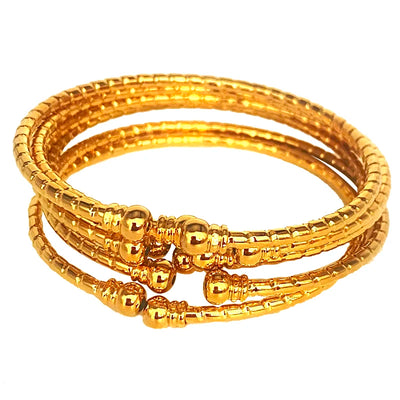 3MM/6pcs Dubai Jewelry For Women Indian Bangles Africa Ball Jewellery Gold Color Beads Bracelet Ethiopian Wedding Bride Gift