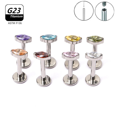 Wholesale Lot10PCS G23 Titanium Internally Threaded Push Pin Body Piercing Jewelry Nose Ring Earrings Stud CZ Ear Helix Pierc