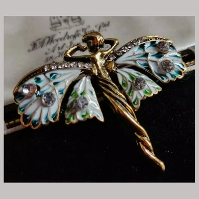 Vintage Art Nouveau Style Fairy Nymph Brooch Shawl Pin Pendant Jewellery