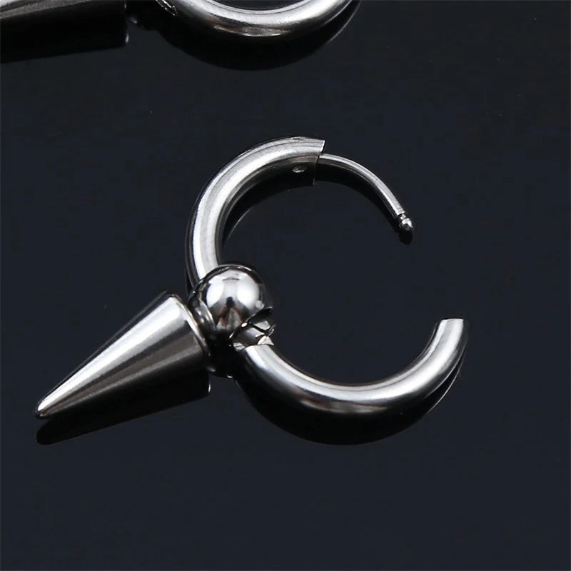 1 Pairs Fashion Punk Gothic Stainless Steel Drop Earrings Studs for Women Men Gothic Street Pop Hip Hop Rock Ear Jewelry Gift