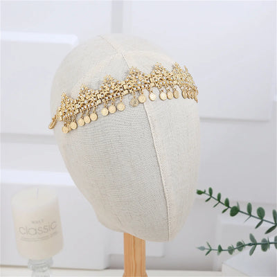 Algerian Head Coin Headdress Bride Luxury Wedding Headchain Arab Women's Party Headpiece Traditional Jewelry