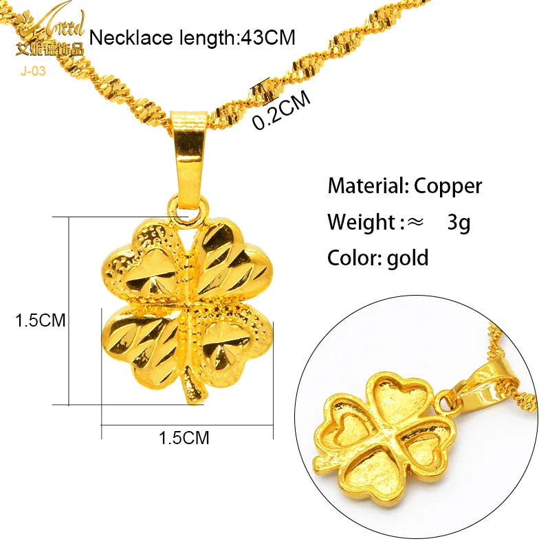 ANIID Dubai Golden Necklace Nigerian Bridal Wedding Fashion Hollow Flower Chain Pendant Indian Arab Kids Jewellery For Girls