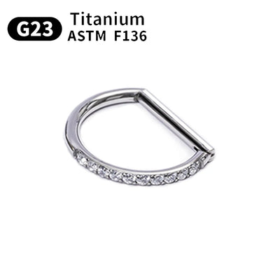 G23 Titanium Piercing Heart Nose Ring For Women ASTM F136 Lip ring16G Earrings D Shape Segment Ring Clicke Cartilage BodyJewelry