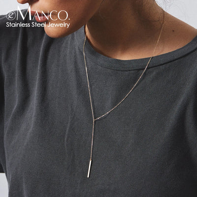 e-Manco Korean Style Women Gold Color Stainless Steel Necklace Fashion Layered Necklace Jewelry