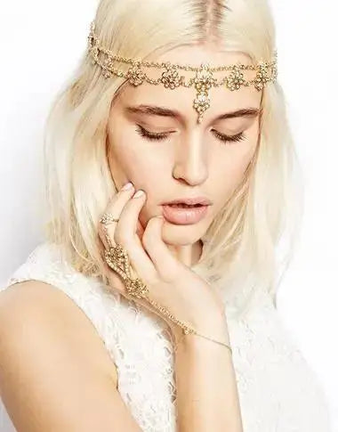 Bohemian Ethnic Headpiece Headband Tassel Leaf Butterfly Beads Handmade Head Chain Forehead Hair Band India Jewelry Gift