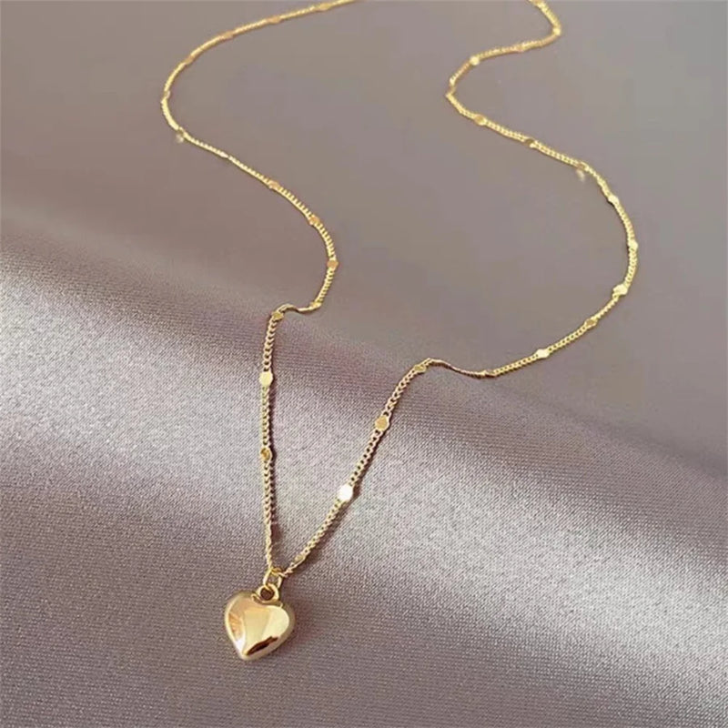 Simple Love Pendant Clavicle Chain Necklace Trendy Gold Color Choker For Women Fashion Jewelry Personalized Gift