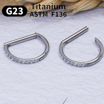 G23 Titanium Piercing Heart Nose Ring For Women ASTM F136 Lip ring16G Earrings D Shape Segment Ring Clicke Cartilage BodyJewelry