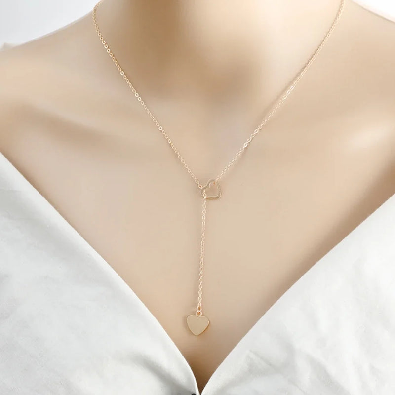 New Fashion Trendy Jewelry Copper Heart Chain Link Necklace Gift For Women Girl