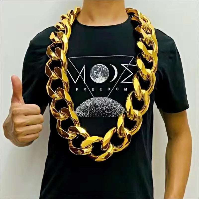 Photo props simulation large chain acrylic UV electric gold plated large necklace super thick necklace party fashion jewelry