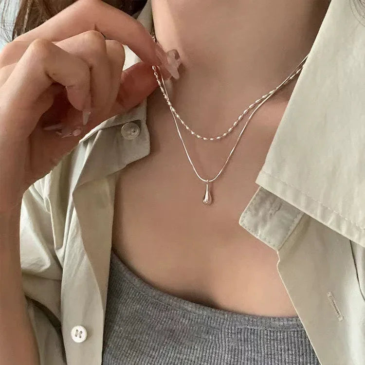 Korean Fashion Necklace for Women Heart Shaped Necklace Pendant Temperament Clavicle Chain Birthday Party Jewelry Gift 목걸이