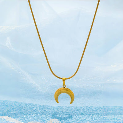 UHBINYCA Stainless Steel Moon Crescent Pendant Necklace for Women, Simple and Stylish Waterproof and Hypoallergenic Accessory