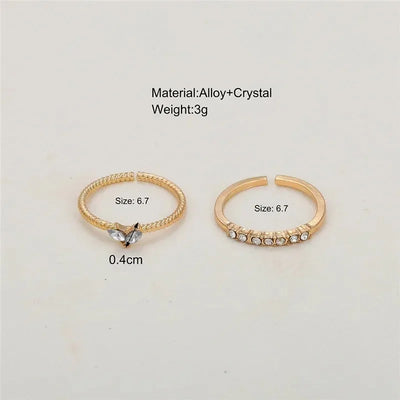 New Fashion Gold Silver Color Heart Rings Set for Women Girls Luxury Cubic Zirconia Twist Wedding Ring Fashion Jewelry Gifts