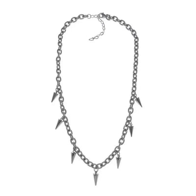 Punk Hip Hop Metal Rivet Pointed Choker Necklace for Women Men Gothic Silver Color Cross Clavicle Chain Necklace Y2K Jewelry