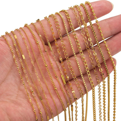 2meters Lips Beads Chain Stainless Steel Cable Chains For Jewelry Making DIY Necklace Bracelet Accessories Gold Chain Findings