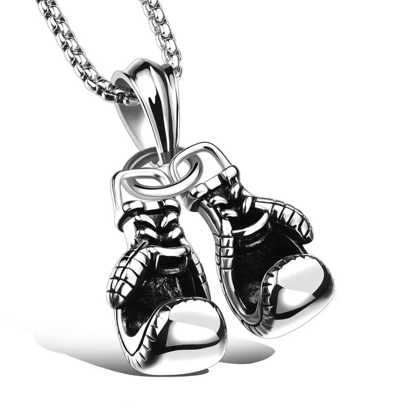 Collares Con Colgante Sport Fitness Shape Jewelry Double Boxing Glove Pendant Necklace Men Hiphop Chain Necklace Male Jewellery