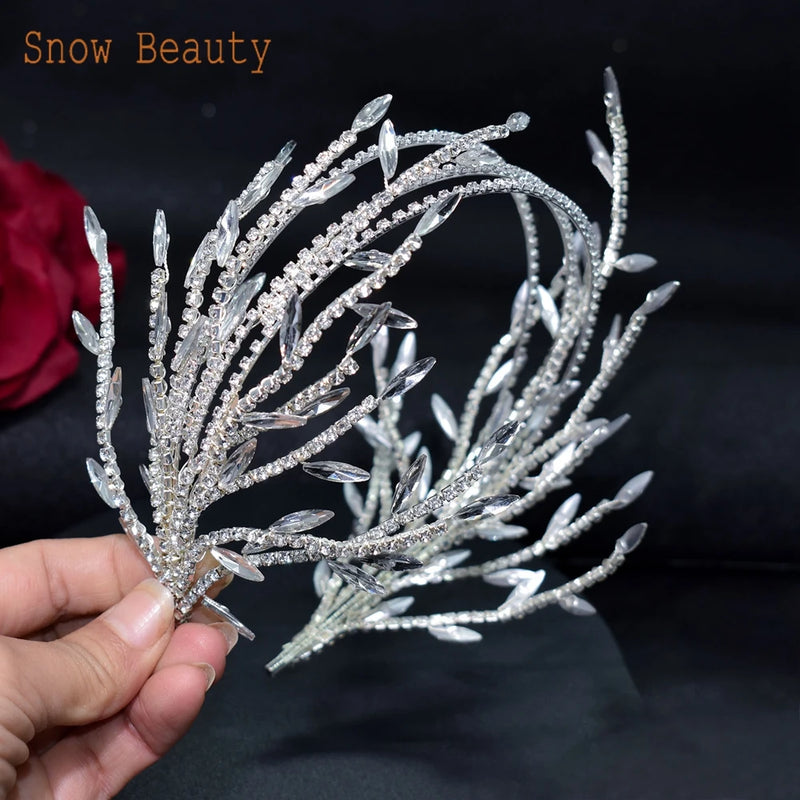 DZ030 Luxury Rhinestone Wedding Headband Bridal Headpieces Hair Accessories for Brides Women and Girls Bridesmaids Headdress