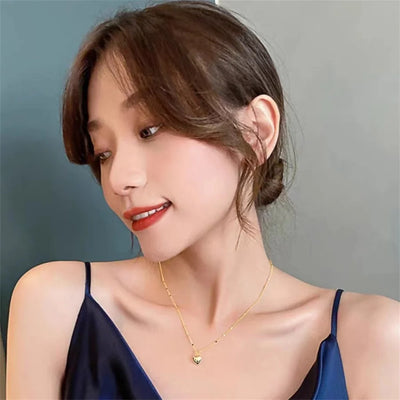 Simple Love Pendant Clavicle Chain Necklace Trendy Gold Color Choker For Women Fashion Jewelry Personalized Gift