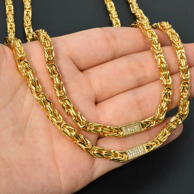 Retro Rectangle Zircon Necklace for Women Men Copper 18k Gold Plated Clavicle chain Man Wedding Party Luxury Jewelry Wholesale