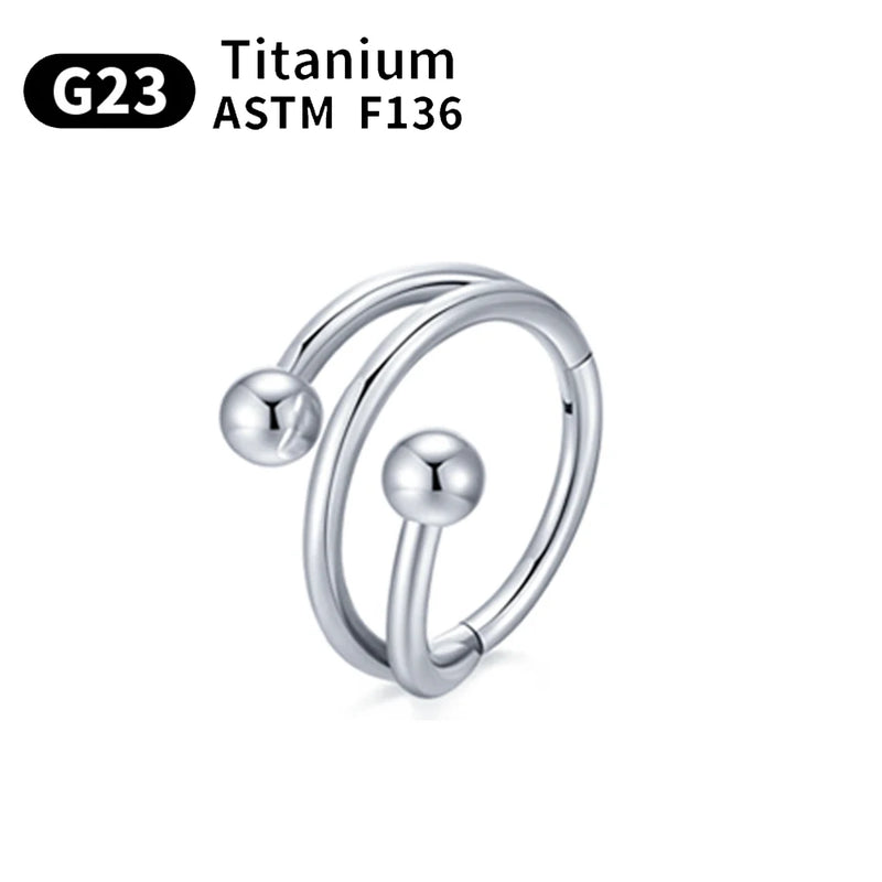 G23 Titanium Piercing Heart Nose Ring For Women ASTM F136 Lip ring16G Earrings D Shape Segment Ring Clicke Cartilage BodyJewelry