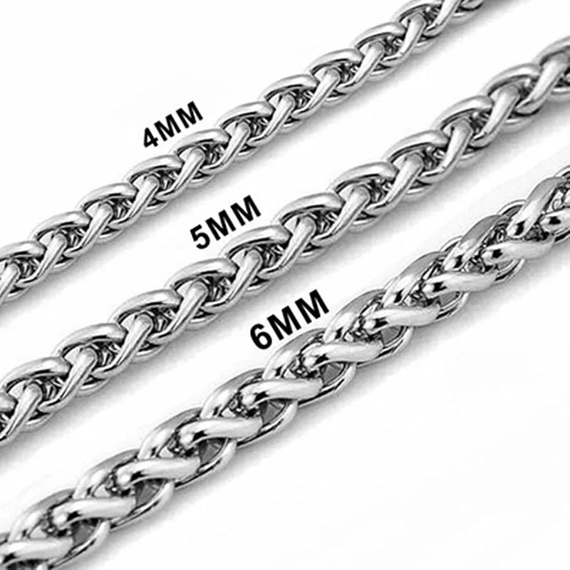 HNSP Stainless Steel Twist Chain Necklace Bracelet For Men Women 3MM-8MM Thick Long Male Jewelry Neck Pendant Accessories