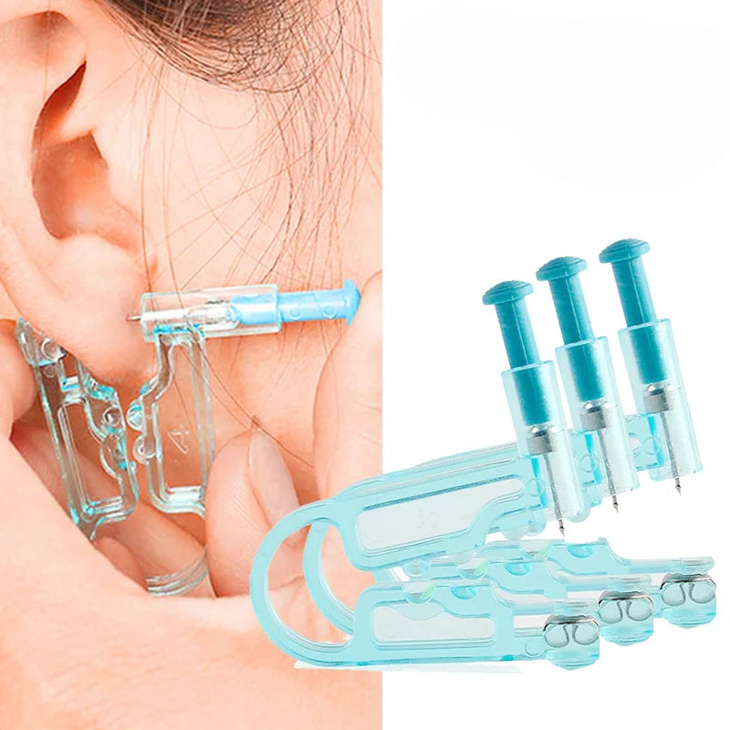 20PCS Blue Ear Piercing Gun Kit Asepsis Disposable Healthy Safety Nose Earring Piercer Tool Set Machine Kit Studs Body Jewelry